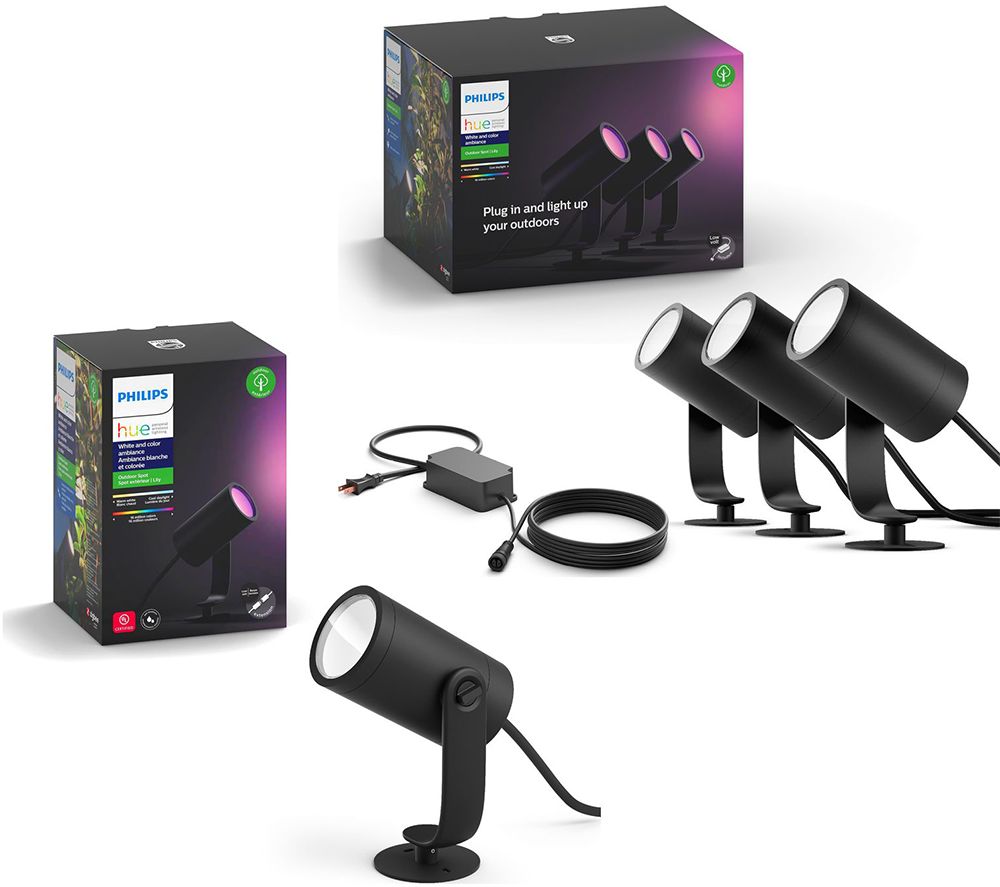 PHILIPS Hue Lily Spot Base Kit & Hue White and Colour Lily Spotlight Extension Bundle, White