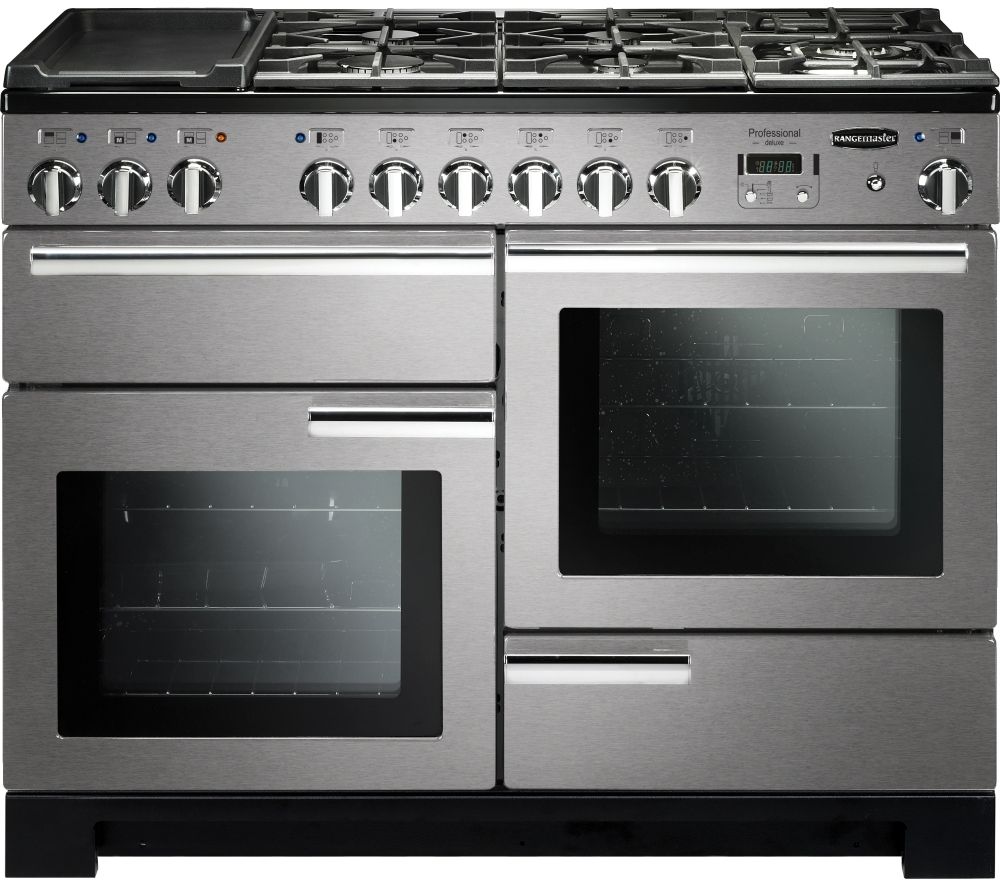 RANGEMASTER Professional Deluxe PDL110DFFSS/C 110 cm Dual Fuel Range Cooker - Stainless Steel & Chrome, Stainless Steel