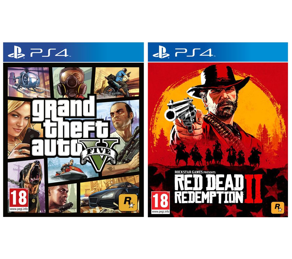 PS4 Red Dead Redemption 2 & Grand Theft Auto V Bundle, Red