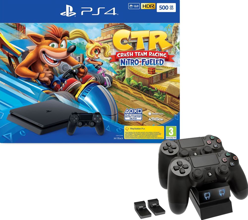 SONY PlayStation 4 with Crash Team Racing & Twin Docking Station Bundle - 500 GB, Red