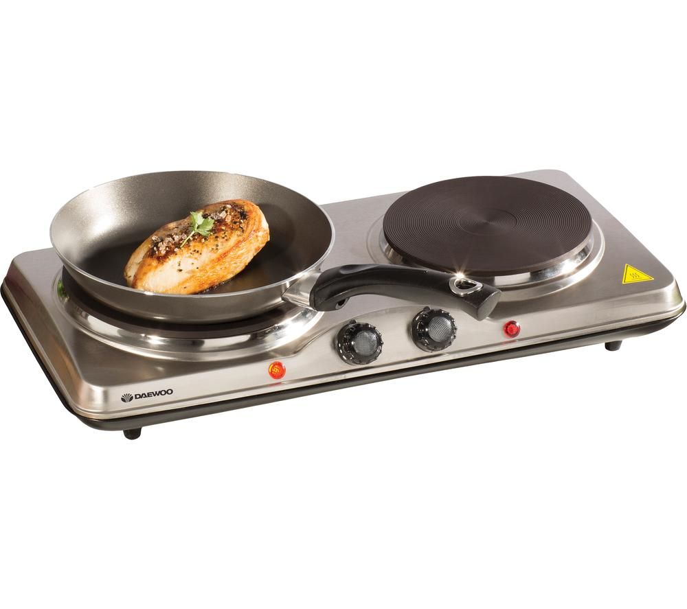 DAEWOO SDA1732 Double Electric Hot Plate - Silver, Silver