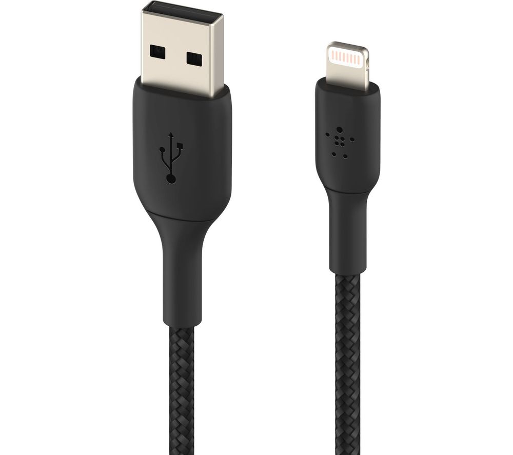 BELKIN Braided Lightning to USB-A Cable - 1 m, Black, Black