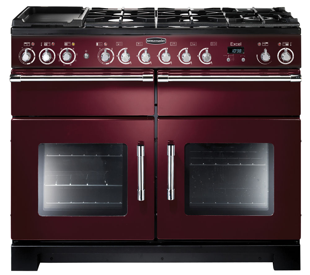 RANGEMASTER Excel 110 Dual Fuel Range Cooker - Cranberry & Chrome, Cranberry