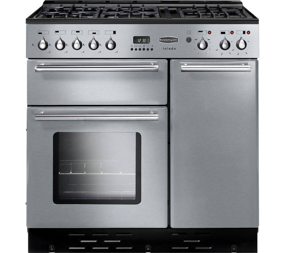 RANGEMASTER Toledo 90 Dual Fuel Range Cooker - Stainless Steel & Chrome, Stainless Steel