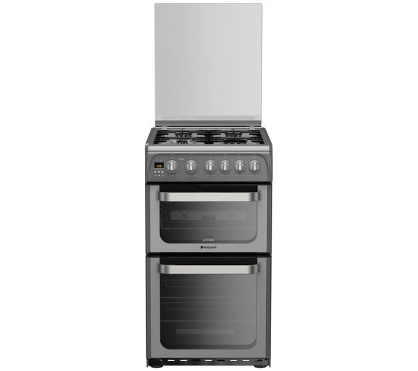 HOTPOINT Ultima HUG52G 50 cm Gas Cooker - Graphite & Stainless Steel, Stainless Steel