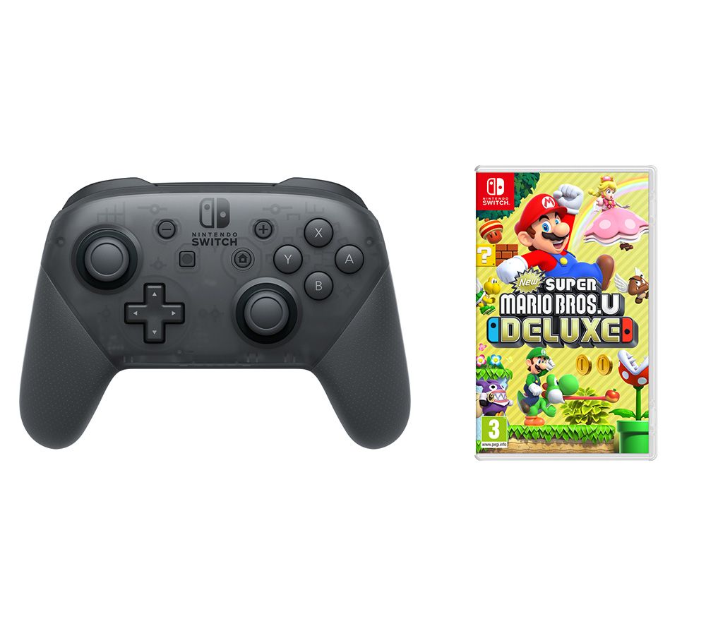 NINTENDO SWITCH New Super Mario Bros. U Deluxe & Pro Controller Bundle, Transparent