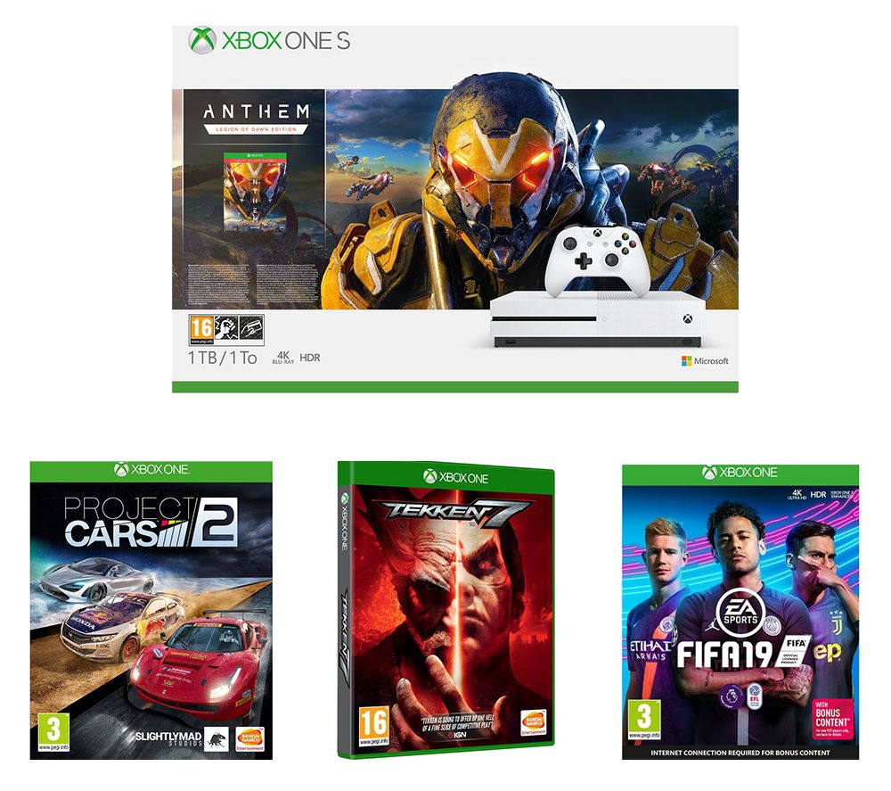 MICROSOFT Xbox One S, Anthem, FIFA 19, Tekken 7 & Project Cars 2 Bundle