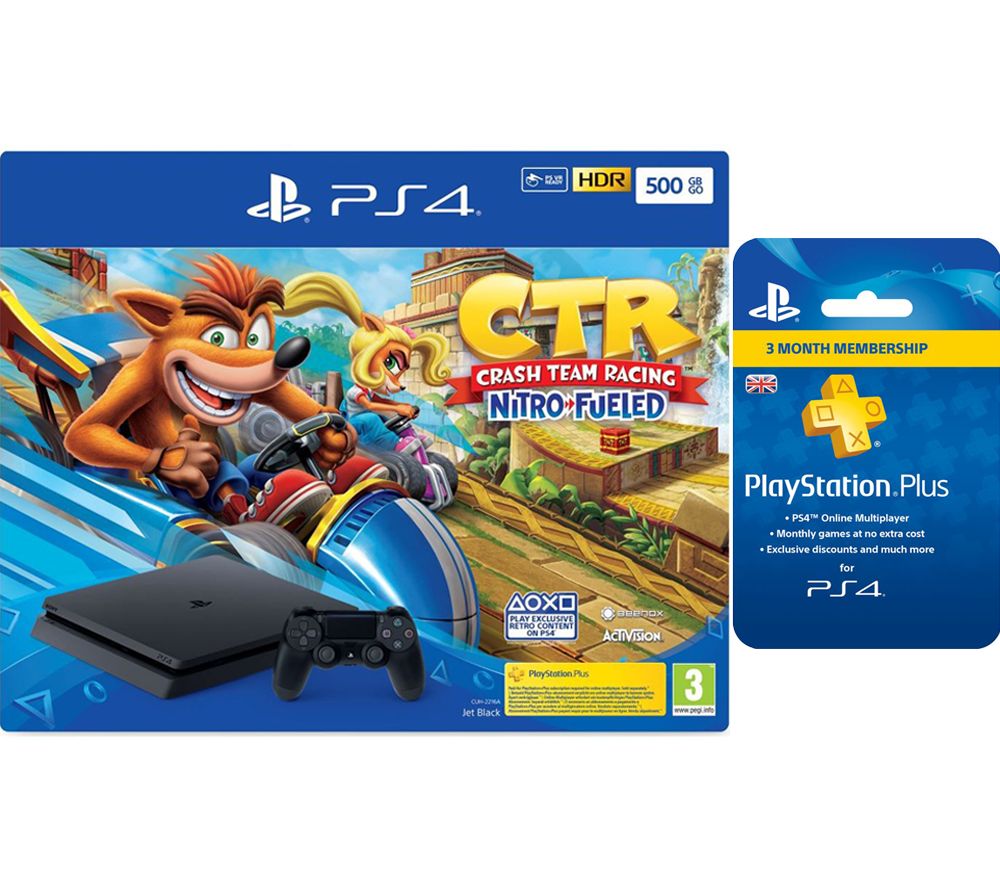 SONY PlayStation 4 with Crash Team Racing & PlayStation Plus 3 Month Subscription Bundle - 500 GB