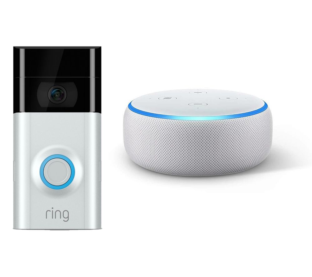 RING Video Doorbell 2 & Amazon Echo Dot Bundle (2018) - Sandstone