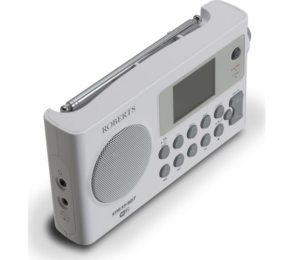 ROBERTS STREAM107W Portable DAB Clock Radio - White & Grey, White