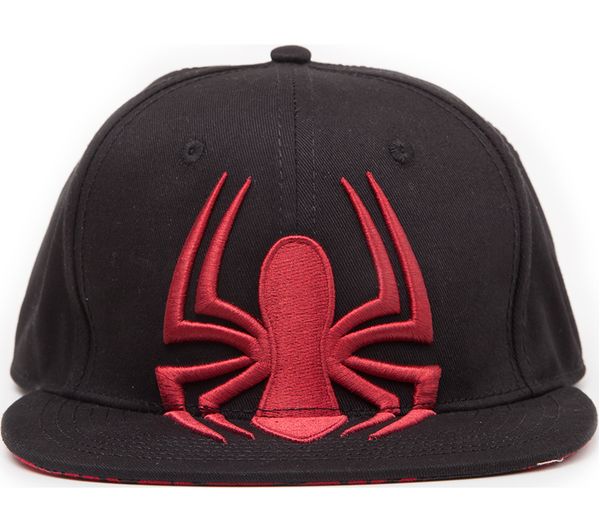 SPIDERMAN Embroidered Logo Snapback Cap - Black & Red, Black