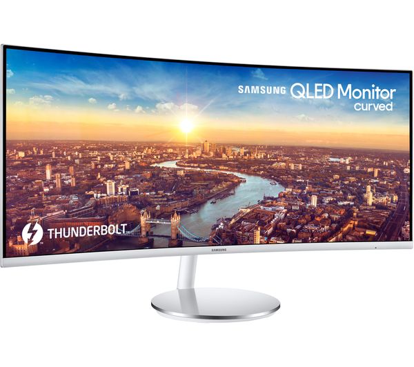 Samsung LC34J791WTPXXU Quad HD 34" Curved LED Monitor - White & Silver, White,Silver/Grey