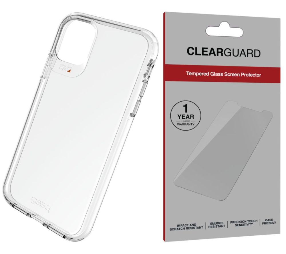 GEAR4 Crystal Palace iPhone 11 Pro Clear Case & InvisibleShield ClearGuard PET Screen Protector Bundle