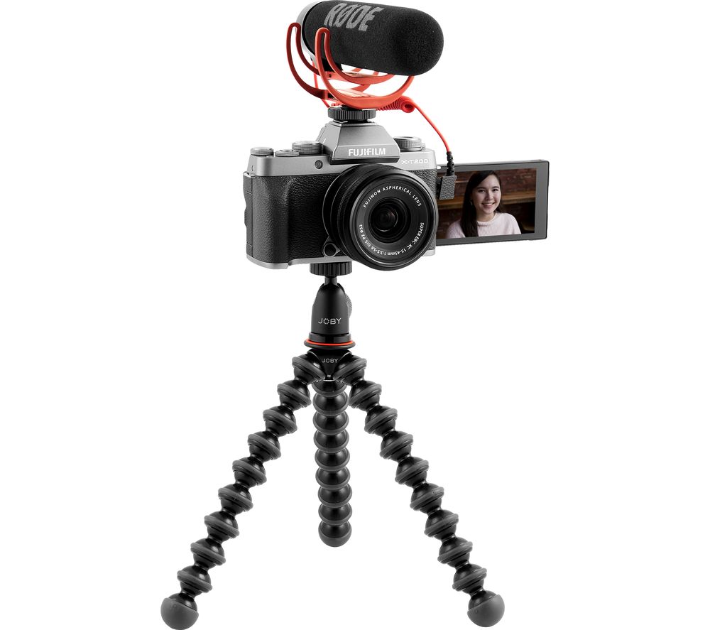 FUJIFILM X-T200 Mirrorless Camera Vlogger Kit with FUJINON XC 15-45 mm f/3.5-5.6 OIS PZ Lens - Dark Silver, Silver