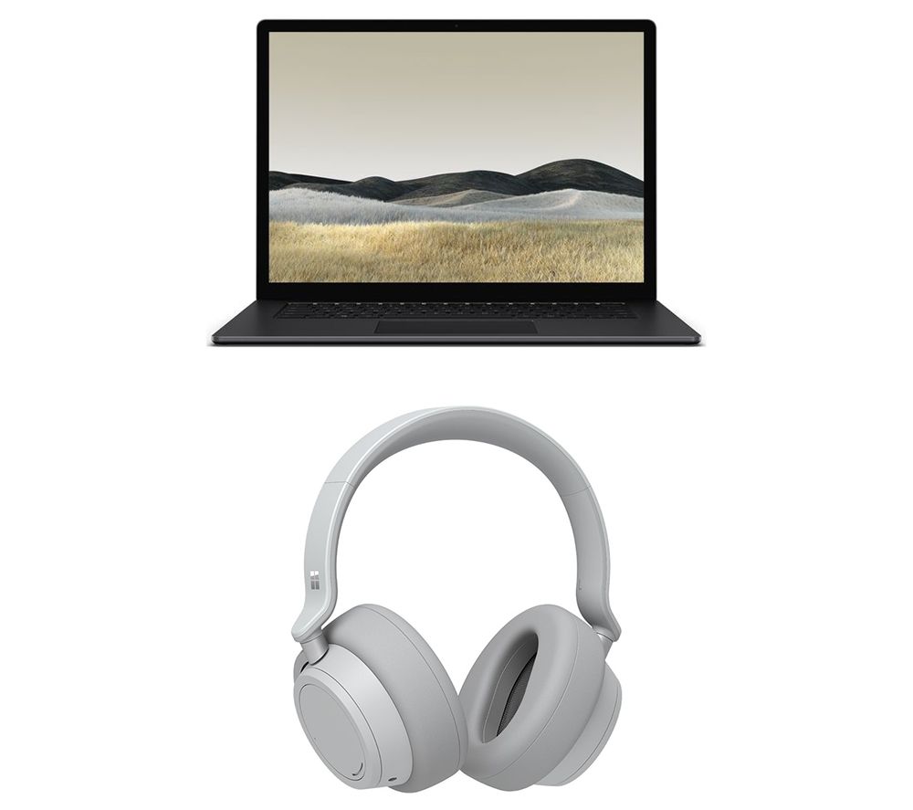 MICROSOFT 15" Black Surface Laptop 3 & Platinum Surface Headphones Bundle, Black