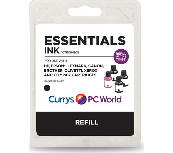 ESSENTIALS Universal Black Ink Refill Kit, Black