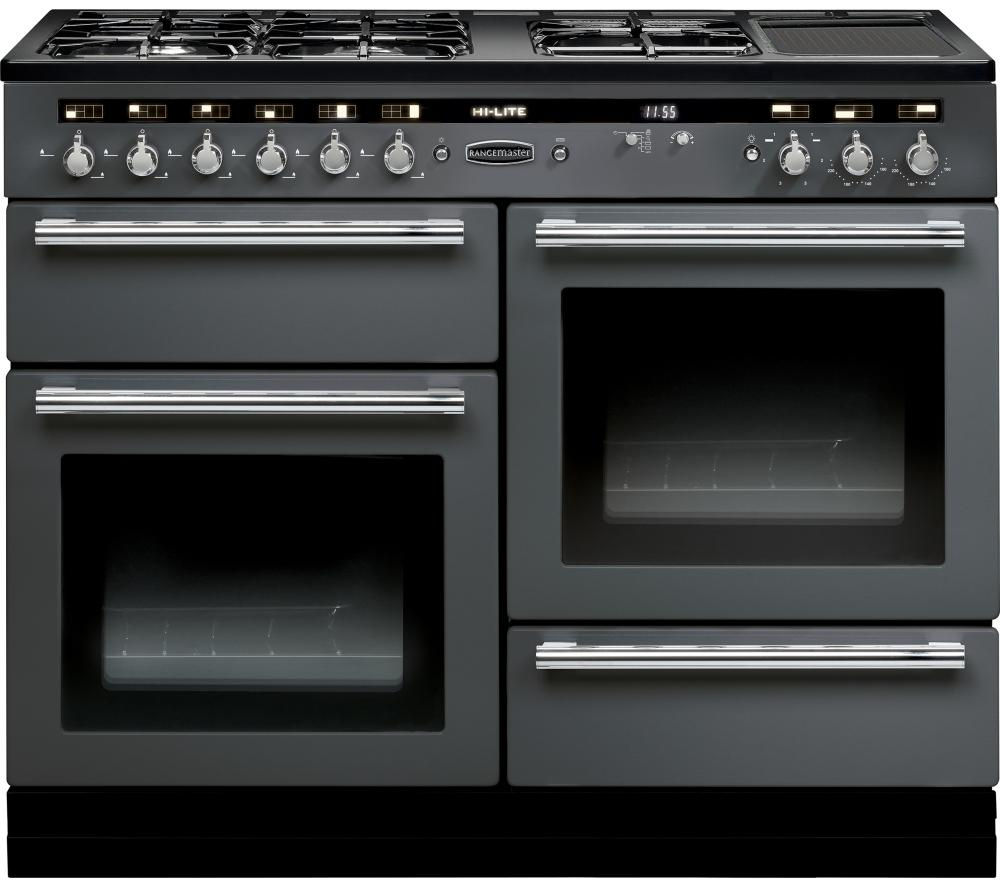 RANGEMASTER Hi-Lite 110 Dual Fuel Range Cooker - Slate & Chrome