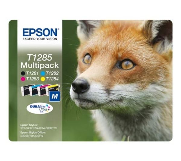 EPSON Fox T1285 Cyan, Magenta, Yellow & Black Ink Cartridges - Multipack, Cyan