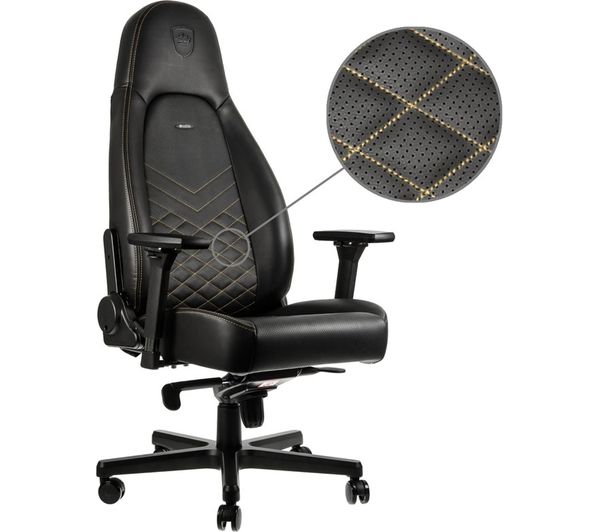 NOBLECHAIRS ICON Gaming Chair - Black & Gold, Black