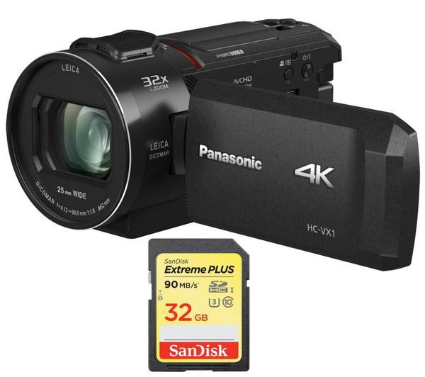 PANASONIC HC-VX1EB-K 4K Ultra HD Camcorder & 32 GB SDHC Memory Card Bundle