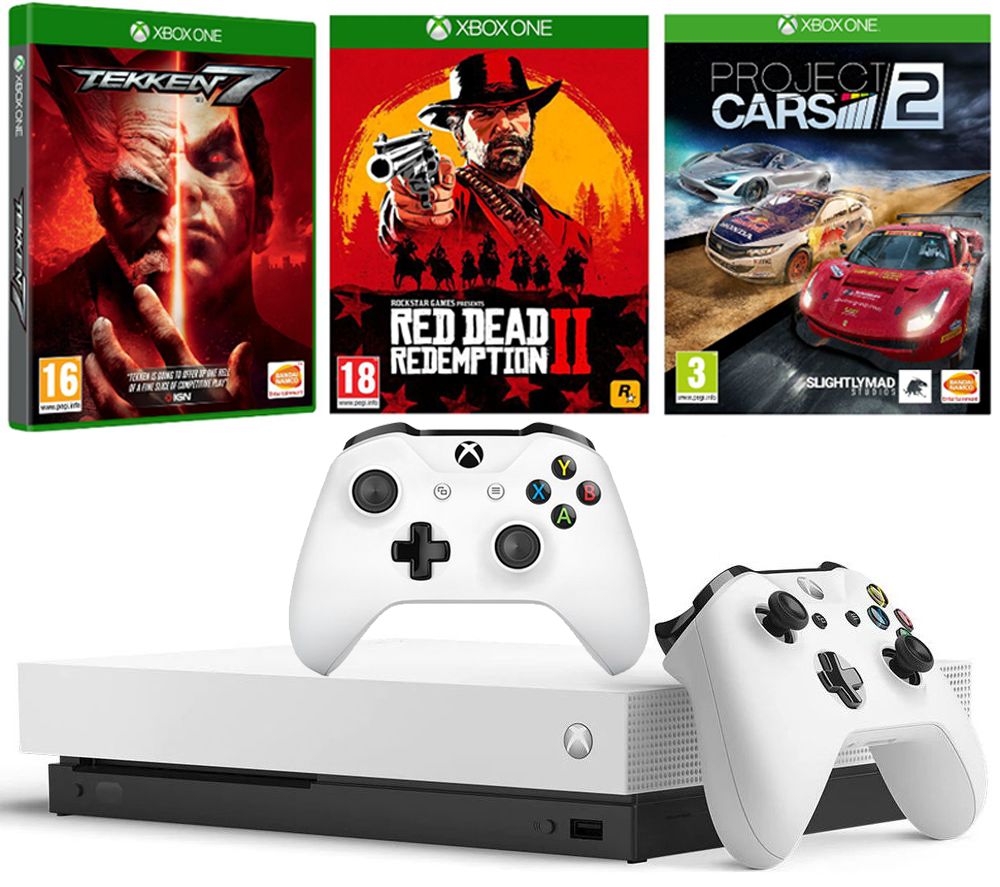 MICROSOFT Xbox One X, Red Dead Redemption 2, Tekken 7, Project Cars 2 & Wireless Controller Bundle, Red