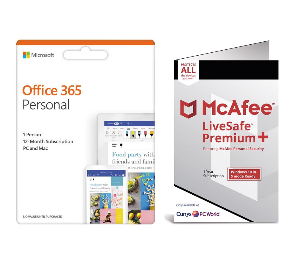 MCAFEE LiveSafe Premium 2020 & Microsoft Office 365 Personal Bundle