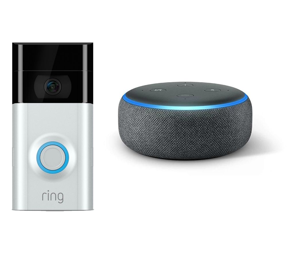 RING Video Doorbell 2 & Amazon Echo Dot Bundle (2018) - Charcoal, Charcoal