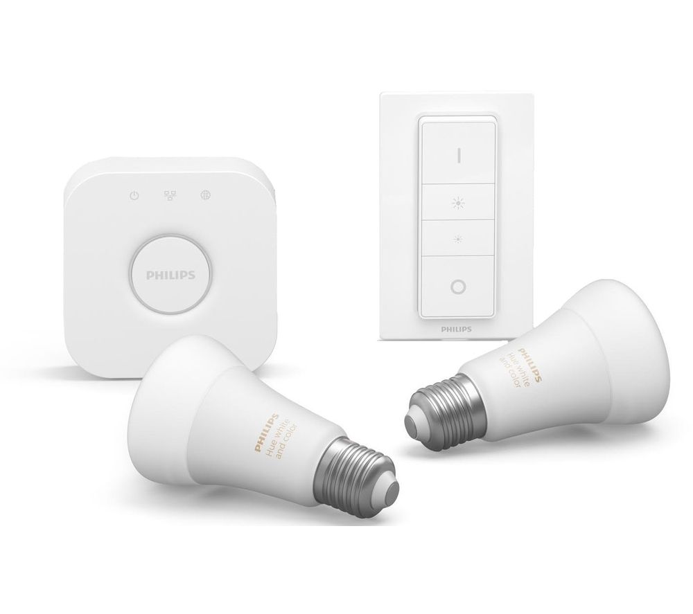 PHILIPS HUE Hue White & Colour Ambience Smart Lighting Starter Kit with Bridge & Switch - E27