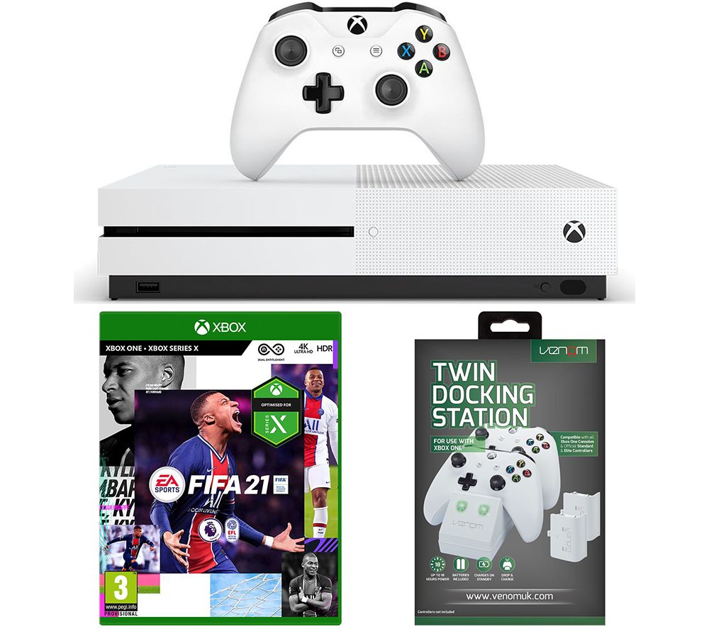 MICROSOFT Xbox One S, FIFA 21 & Twin Docking Station Bundle - 1 TB