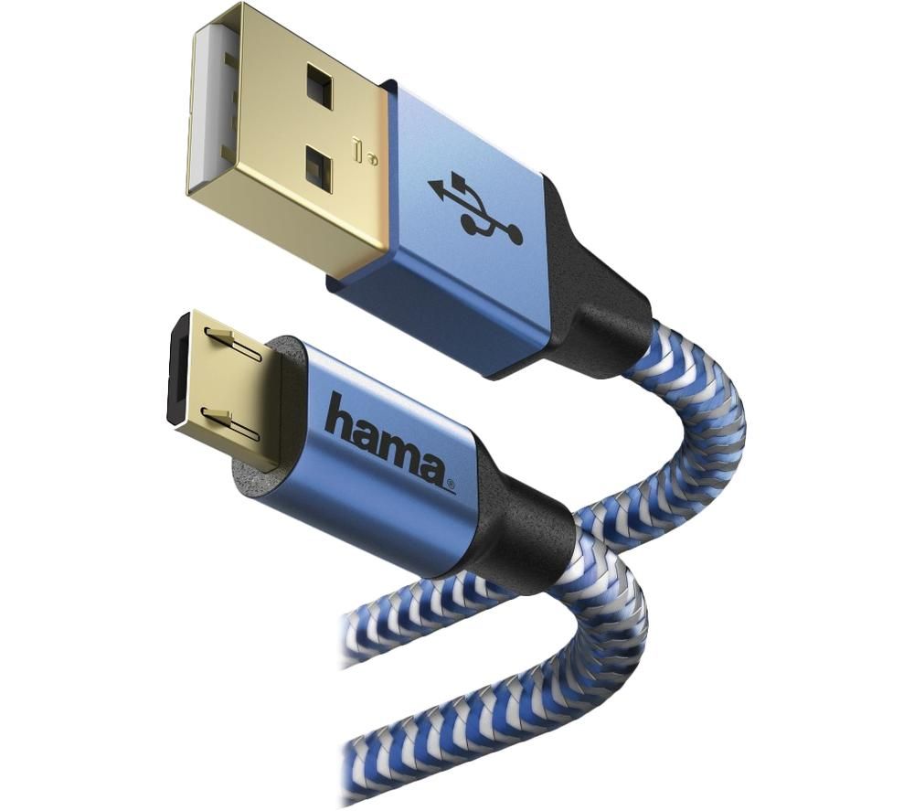 HAMA Prime Line Reflective Micro USB to USB Cable - 1.5 m, Blue