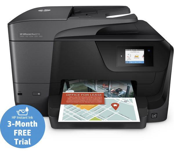 HP OfficeJet Pro 8715 All-in-One Wireless Inkjet Printer with Fax, Black