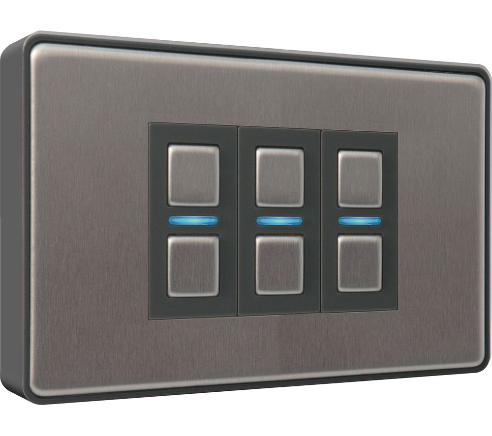 LIGHTWAVE Smart Series 3 Gang Dimmer Switch - Stainless Steel, Stainless Steel