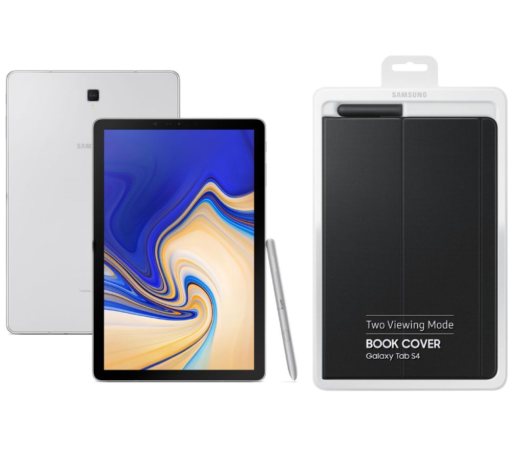 SAMSUNG Galaxy Tab S4 10.5" Tablet & 10" Book Cover Bundle - 64 GB, Fog Grey, Grey