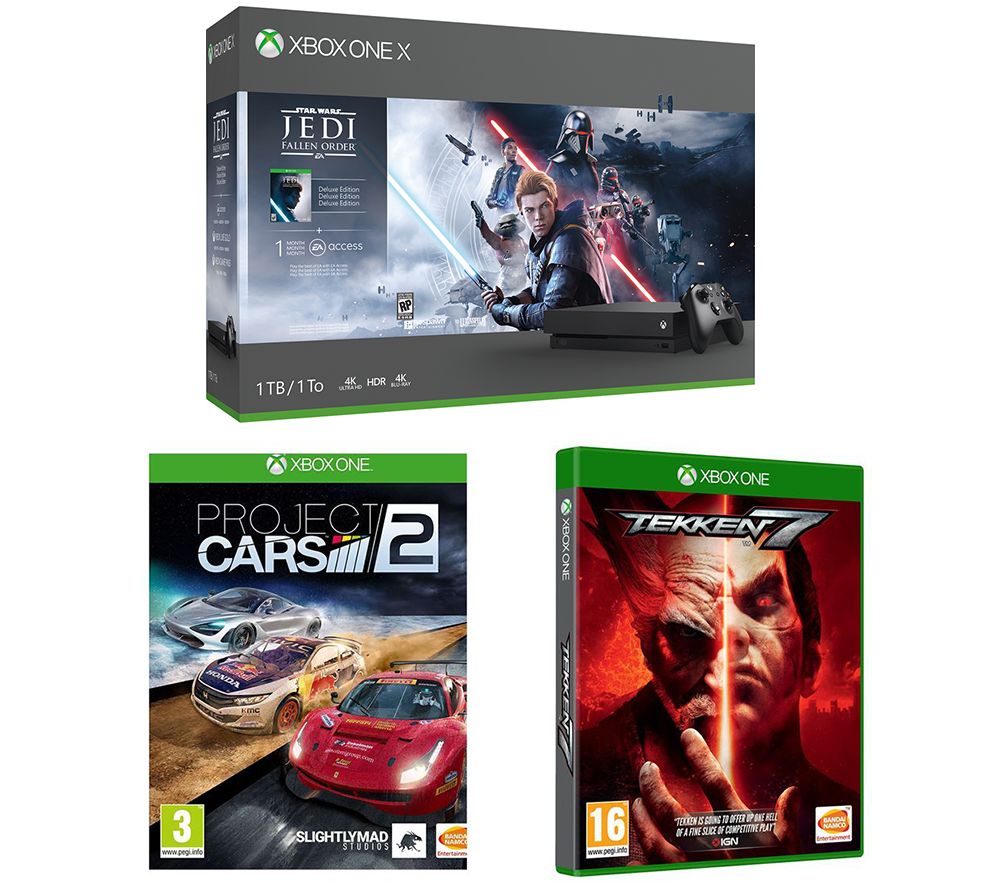 MICROSOFT Xbox One X with Star Wars Jedi: Fallen Order Deluxe Edition, Tekken 7 & Project Cars 2 Bundle