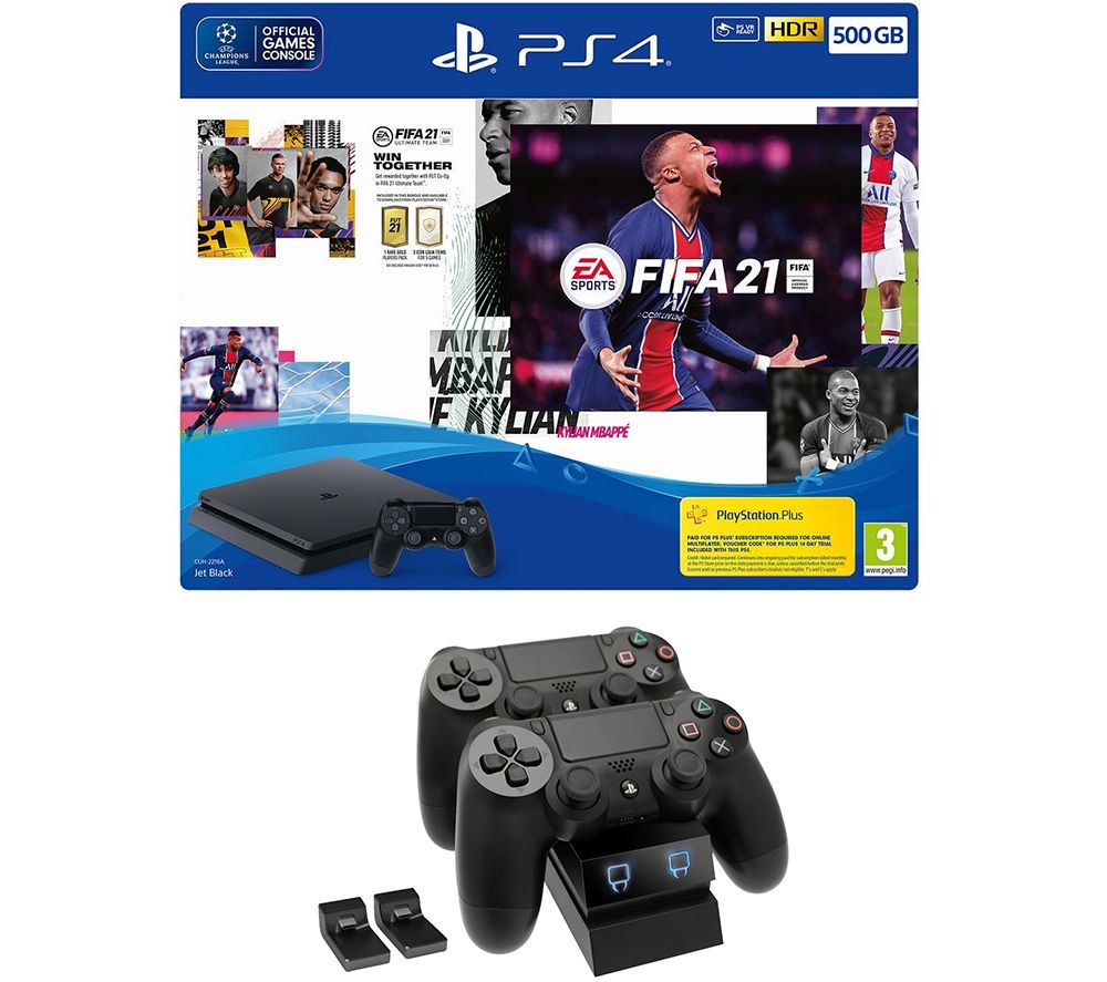 SONY PlayStation 4 with FIFA 21 & Twin Docking Station Bundle - 500 GB, Red