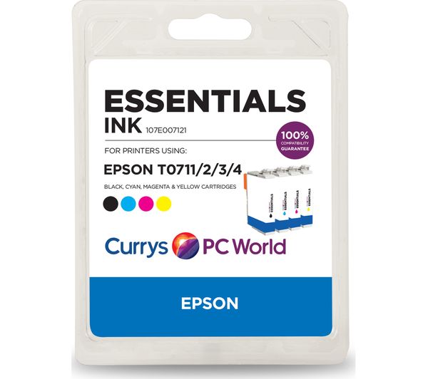 ESSENTIALS T071 Tri-Colour & Black Epson Multipack Ink Cartridge, Black & Tri-colour