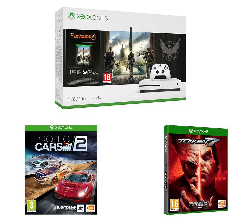 MICROSOFT Xbox One S, Tom Clancy's The Division 2, Tekken 7 & Project Cars 2 Bundle