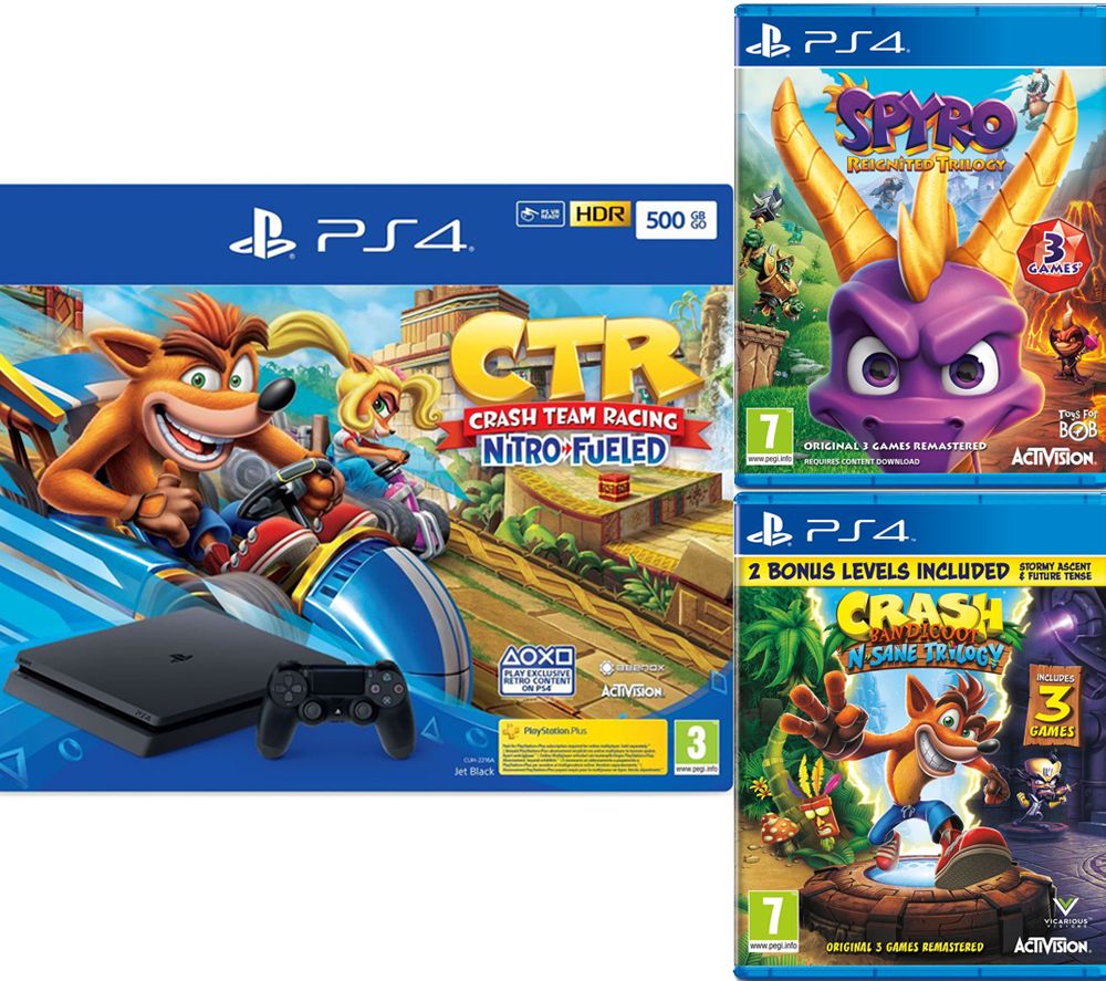 SONY PlayStation 4 with Crash Team Racing, Crash Bandicoot N Sane Trilogy & Spyro Trilogy Reignited Bundle - 500 GB