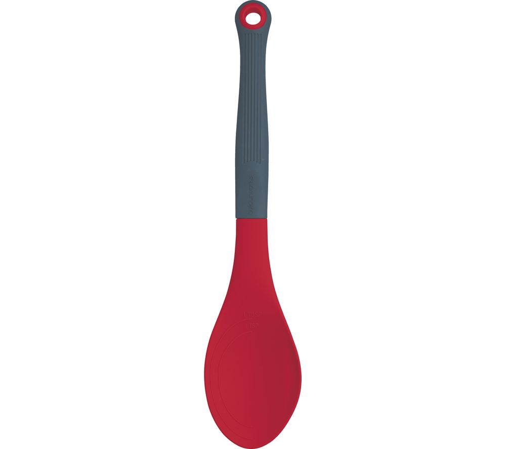 Silicone Cooking Spoon - Grey & Red, Grey