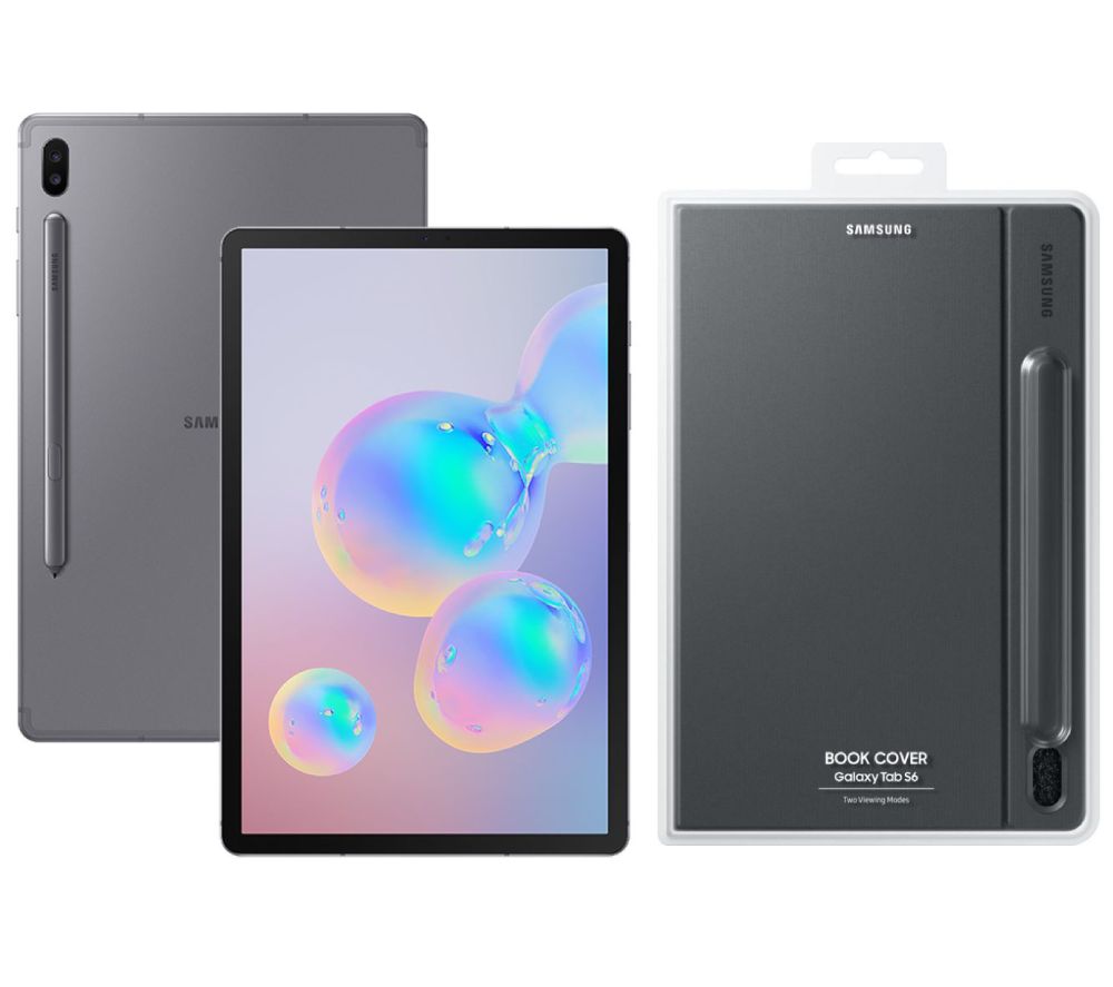 SAMSUNG Galaxy Tab S6 10.5" Tablet & Galaxy Tab S6 Cover Bundle - 128 GB, Mountain Grey, Grey