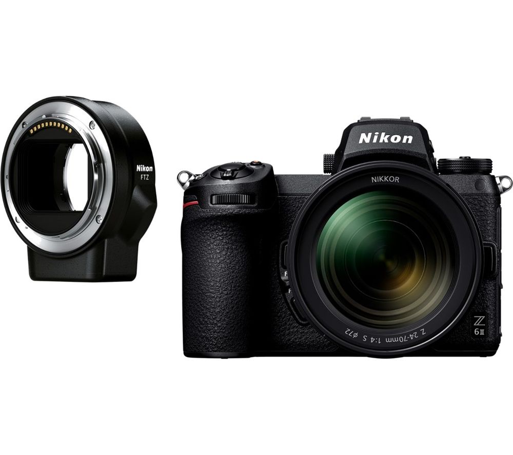 NIKON Z 6II Mirrorless Camera with NIKKOR Z 24-70 mm f/4 S Lens & FTZ Mount Adapter - Black, Black