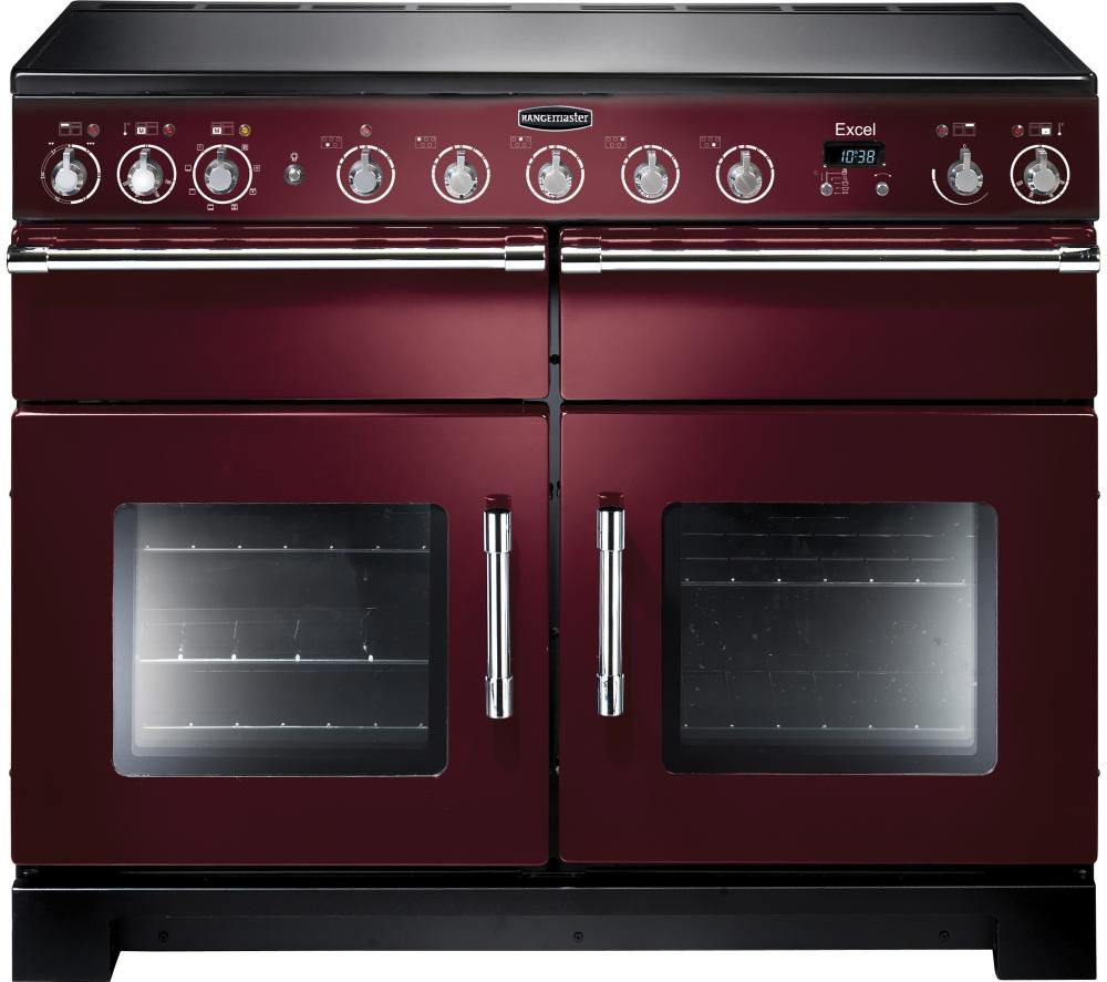 RANGEMASTER Excel 110 Electric Induction Range Cooker - Cranberry & Chrome, Cranberry