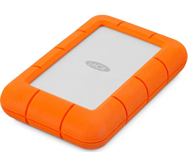 Lacie Rugged LA301558 Portable Hard Drive - 1 TB, Silver, Orange