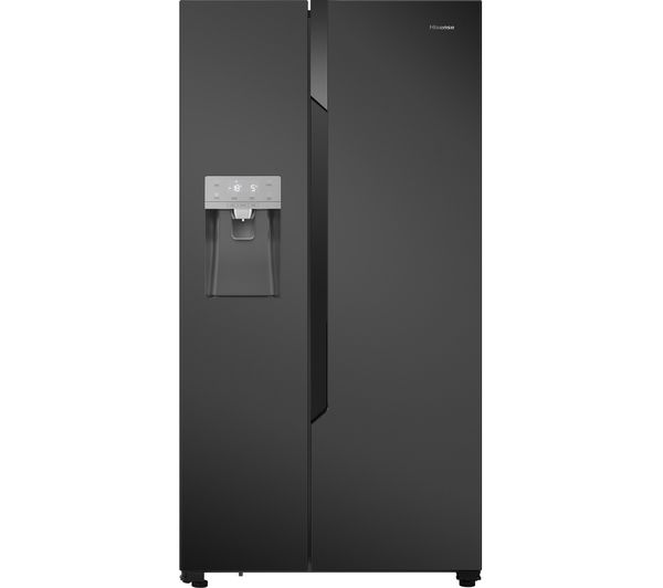 HISENSE American-Style Fridge Freezer Black Steel RS694N4TF1, Black