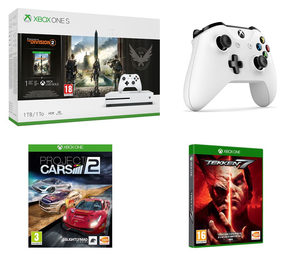 MICROSOFT Xbox One S, Tom Clancy's The Division 2, Tekken 7, Project Cars 2 & Wireless Controller Bundle