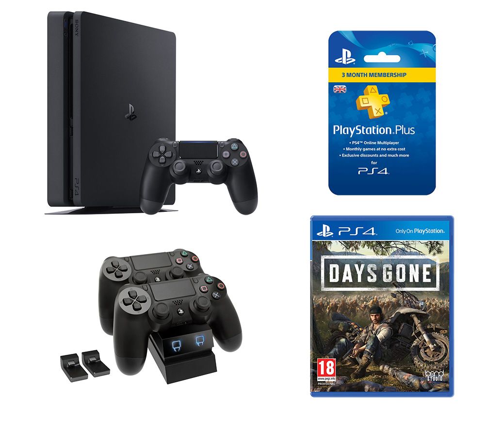 SONY PlayStation 4, Days Gone, Twin Docking Station & PlayStation Plus Bundle - 1 TB, Red