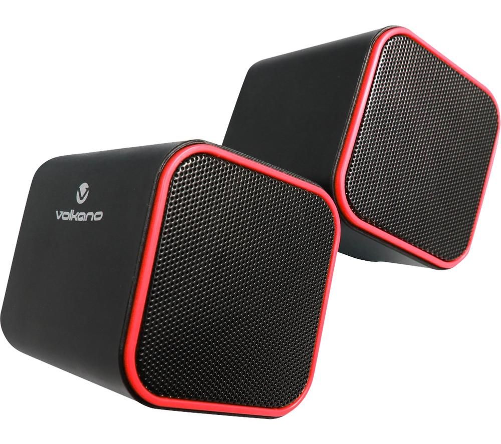 VOLKANO VB-702-RED Diamond Series 2 Stereo Speakers - Red, Pack of 2, Red