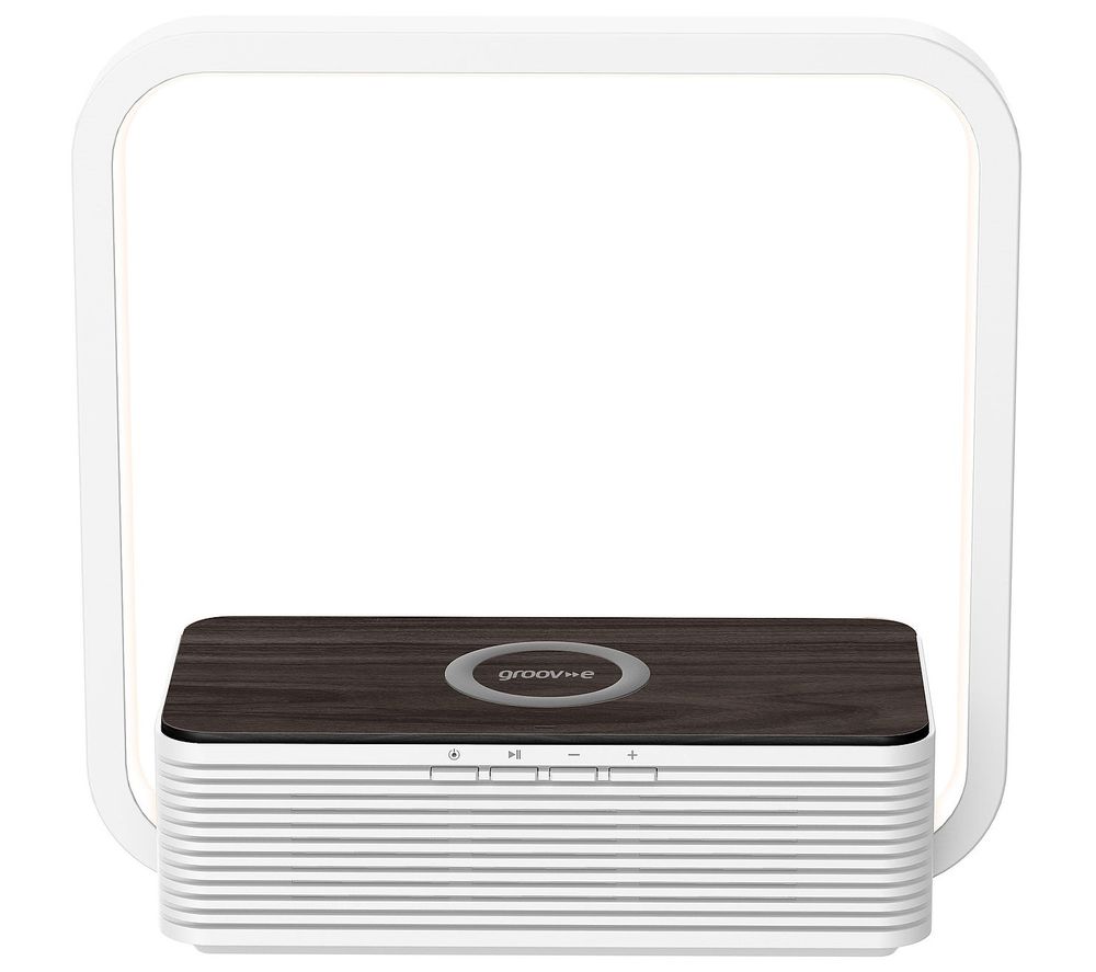 GROOV-E Aura LED Desk Lamp with Wireless Charging Pad & Bluetooth Speaker - White, White