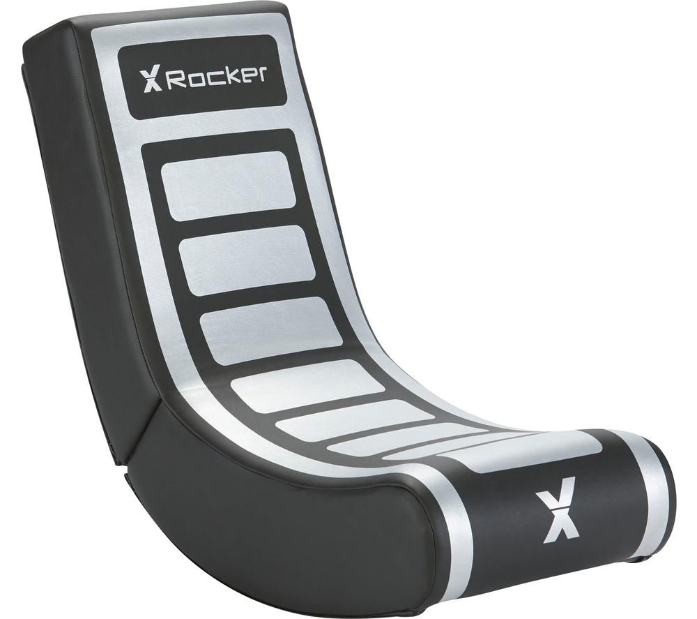 X ROCKER Video Rocker Gaming Chair - Black & Silver, Black