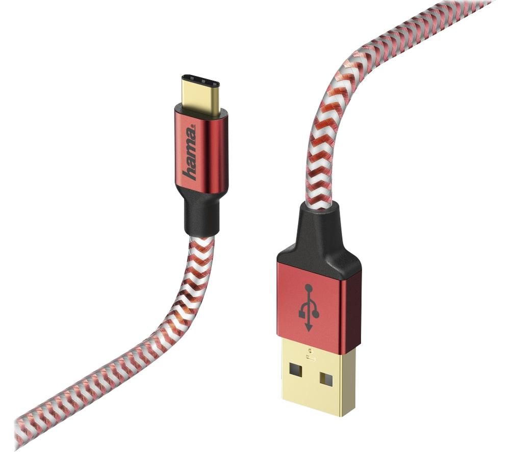 HAMA Prime Line Reflective USB to USB Type-C Cable - 1.5 m,  Red